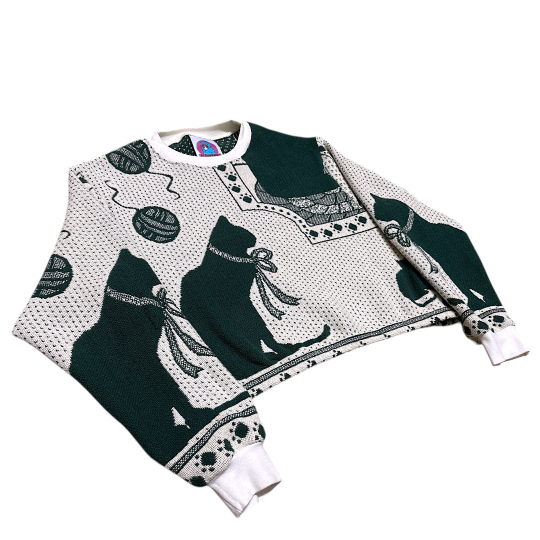CROPPED CAT CREWNECK - L