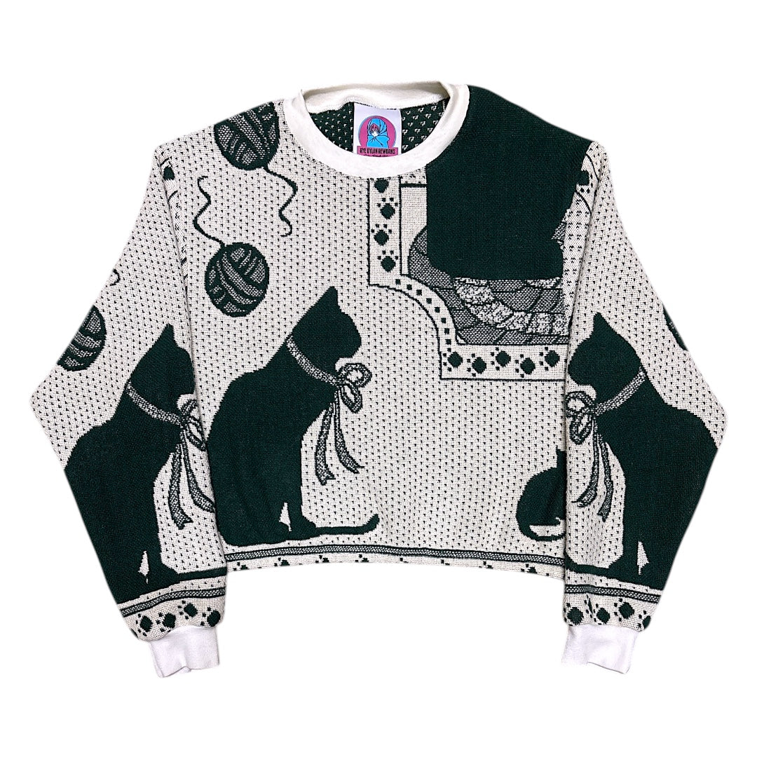 CROPPED CAT CREWNECK - L