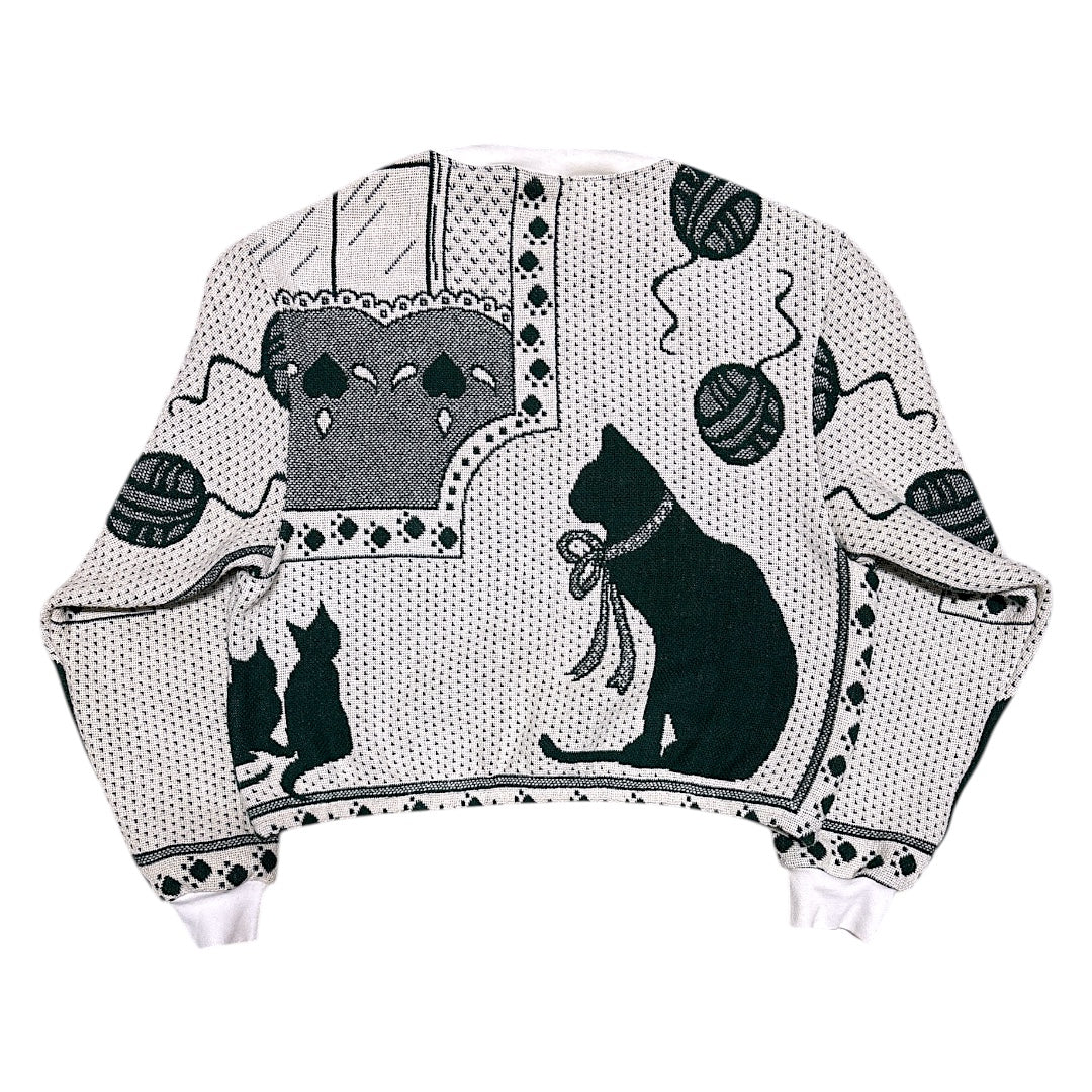CROPPED CAT CREWNECK - L